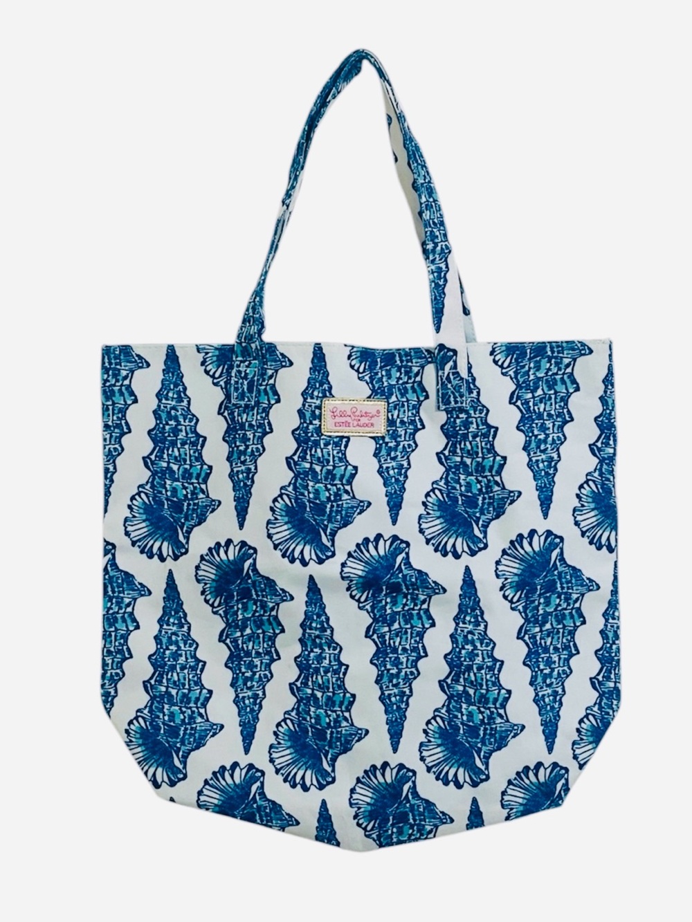 Lilly Pulitzer For Estee Lauder Blue Seashell Pattern Tote Bag